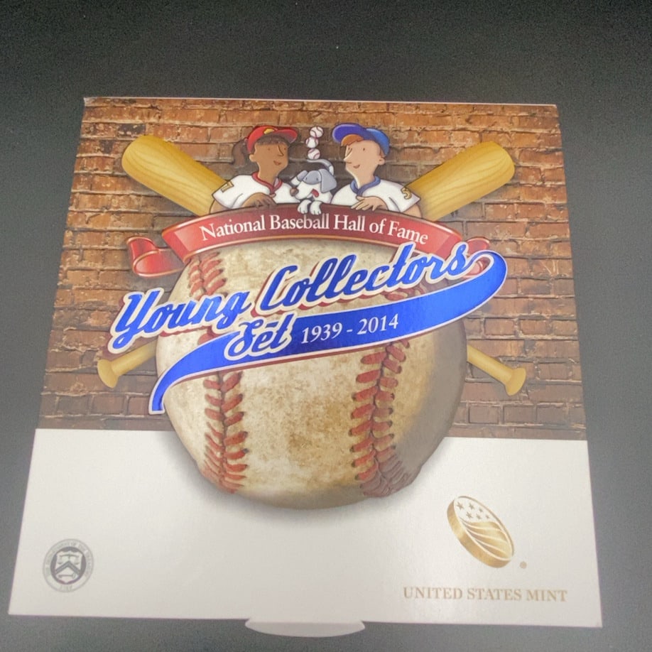 2014 United States Mint National Baseball Hall of Fame Young: This is a 2014 United States Mint National Baseball Hall of Fame Young Collectors Set. The packaging features a baseball illustration and references the 1939-2014 anniversary period.