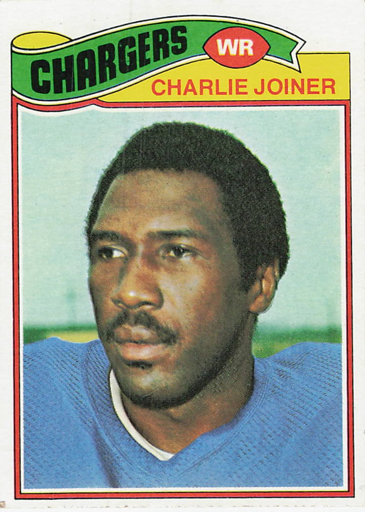 1977 Topps Charlie Joiner #167 football trading card: 1977 Topps Football Charlie Joiner #167 is a base trading card featuring Charlie Joiner during his tenure with the San Diego Chargers. Part of Topps' 1977 football release, this card includes the