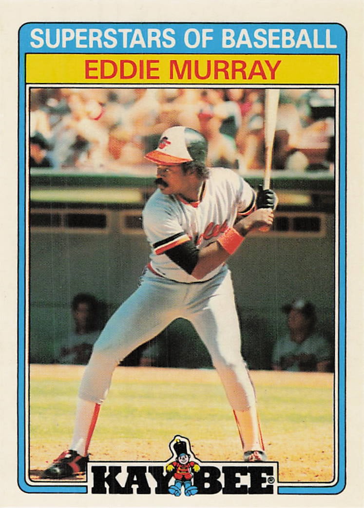 1987 Topps Kay-Bee Superstars of Baseball #22 Eddie Murray baseball card: 1987 Kay-Bee Superstars of Baseball Eddie Murray #22 is a base trading card featuring Eddie Murray during his tenure with the Baltimore Orioles. Kay-Bee's Superstars of Baseball release is a