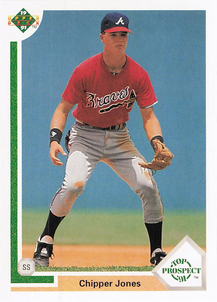 1991 Upper Deck Chipper Jones #55 Rookie Card: 1991 Upper Deck Top Prospect '91 Chipper Jones #55 is a base trading card featuring Chipper Jones as a member of the Atlanta Braves. Issued as part of Upper Deck's Top Prospect '91 release, this card 