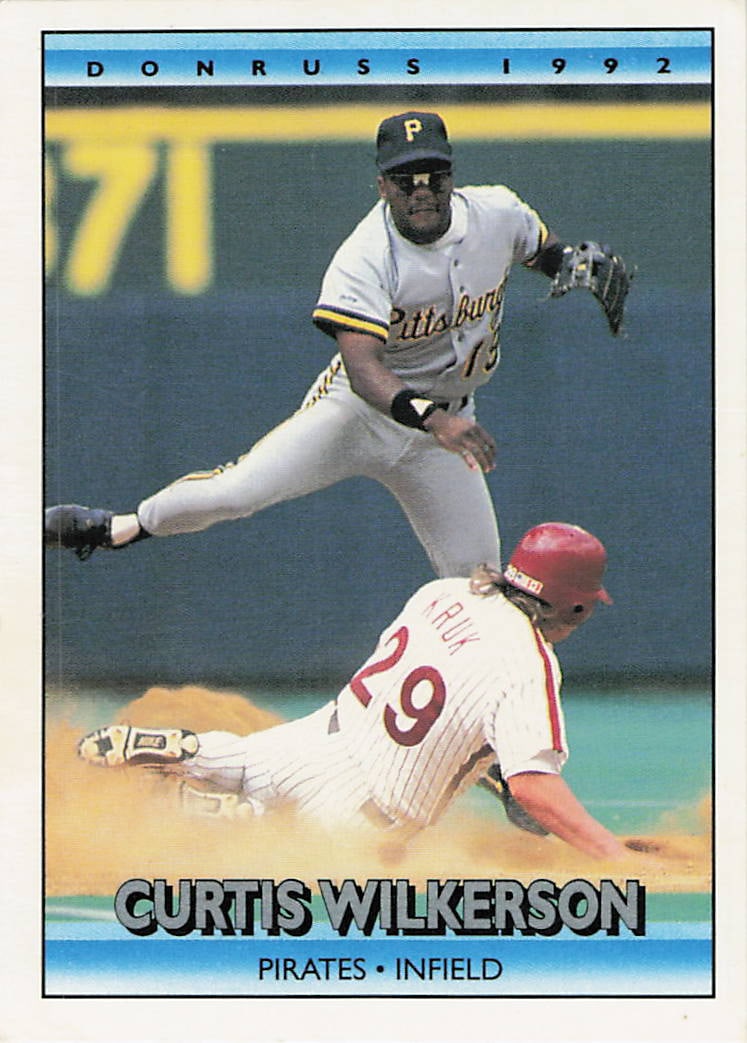 1992 Donruss #489 Curtis Wilkerson baseball trading card: 1992 Donruss Series 2 Curtis Wilkerson #489 is a base trading card featuring Curtis Wilkerson during his tenure with the Pittsburgh Pirates. This Series 2 issue uses Donruss's 1992 design and