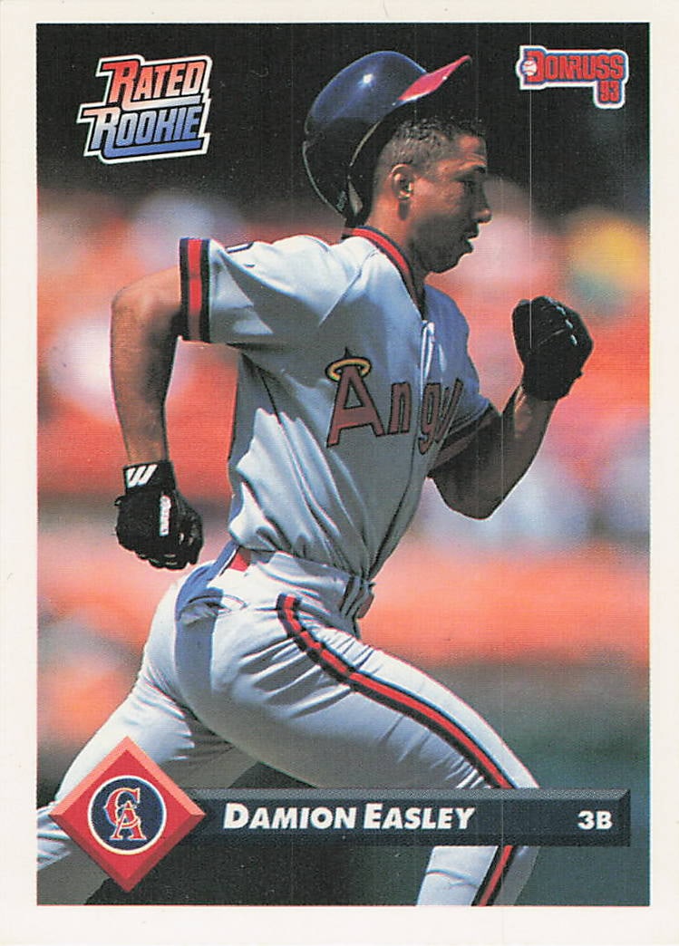 1993 Donruss #457 Damion Easley Rated Rookie baseball card: 1993 Donruss '93 Series 2 Damion Easley #457 is a rookie trading card featuring Damion Easley during his tenure with the California Angels. This Rated Rookie issue comes from Donruss's early-1990s