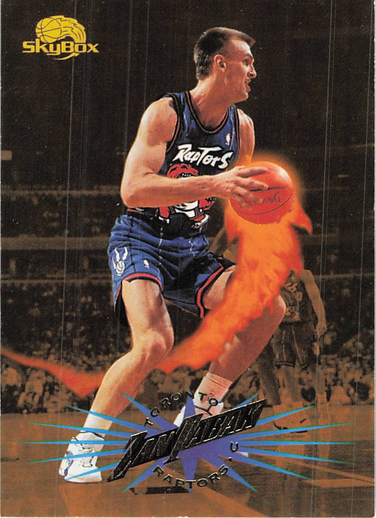 1995-96 SkyBox Premium #209 Žan Tabak Toronto Raptors basketball trading card: 1995 SkyBox Premium Zan Tabak #209 is a base trading card featuring Zan Tabak as a member of the Toronto Raptors. SkyBox Premium was a glossy mid-1990s NBA release, and Tabak appears here during the R