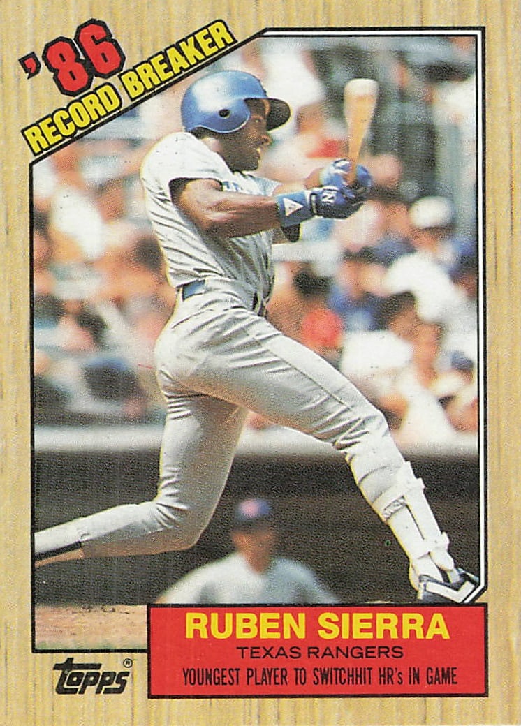 1987 Topps Ruben Sierra #6 Record Breaker baseball card (1 of 1)