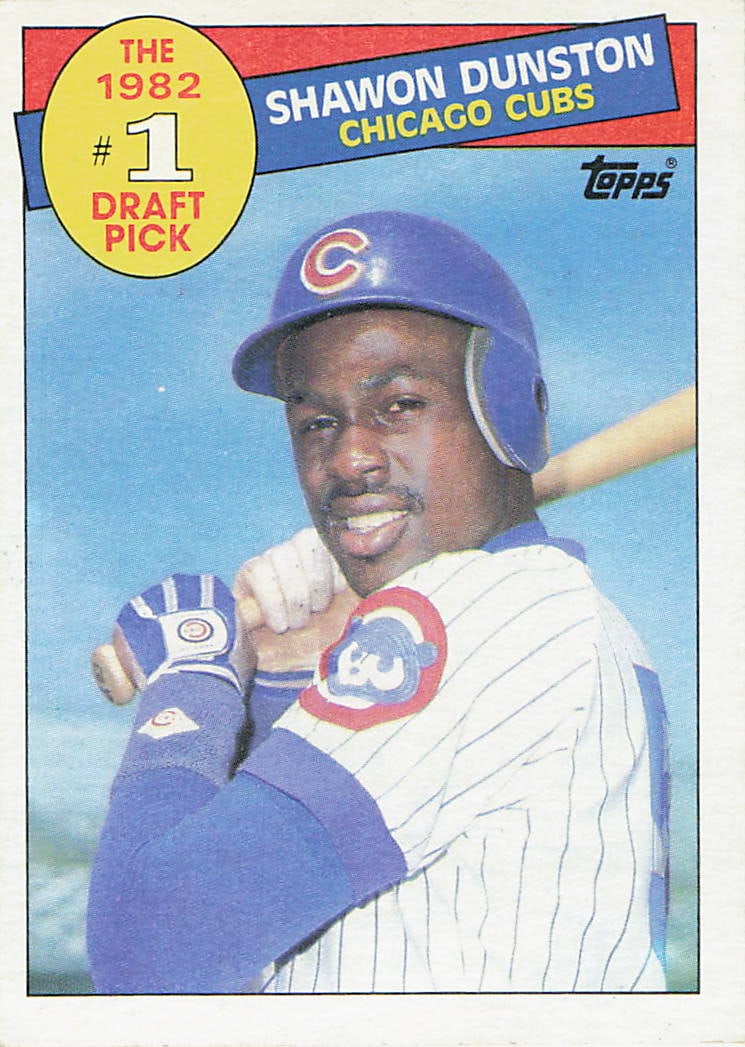 1985 Topps #280 Shawon Dunston Rookie Card: This is a 1985 Topps rookie baseball card featuring Shawon Dunston of the Chicago Cubs. The card highlights Dunston early in his MLB career and features the classic 1985 Topps design from the 1980s ba