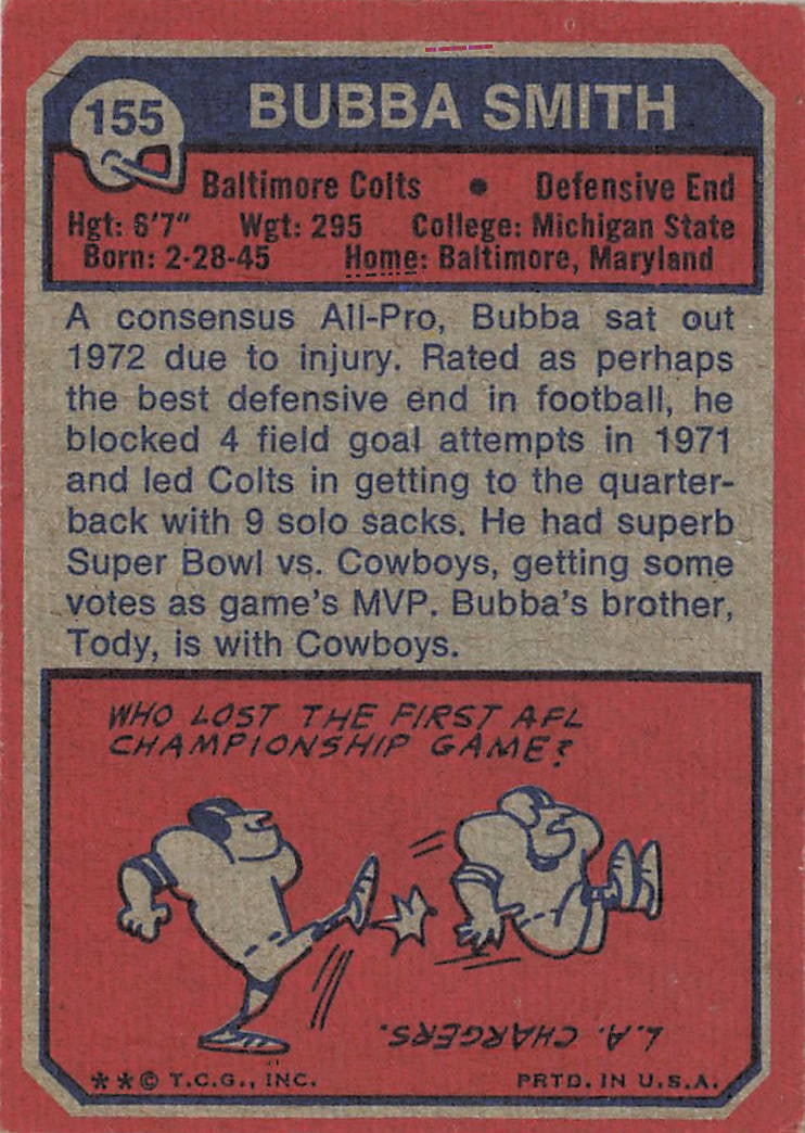 1973 Topps Football #155 Bubba Smith - 2
