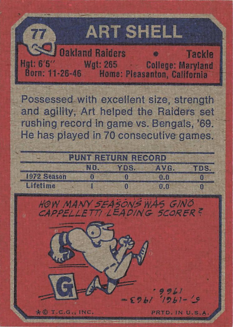 1969 Topps Football #77 Art Shell - Raiders - 2