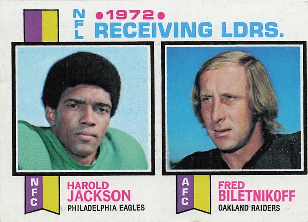 1973 Topps #3 NFL Receiving Leaders football card (1 of 2)