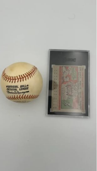 1956 Topps Duke Snider Signed Baseball and SGC Card - 2