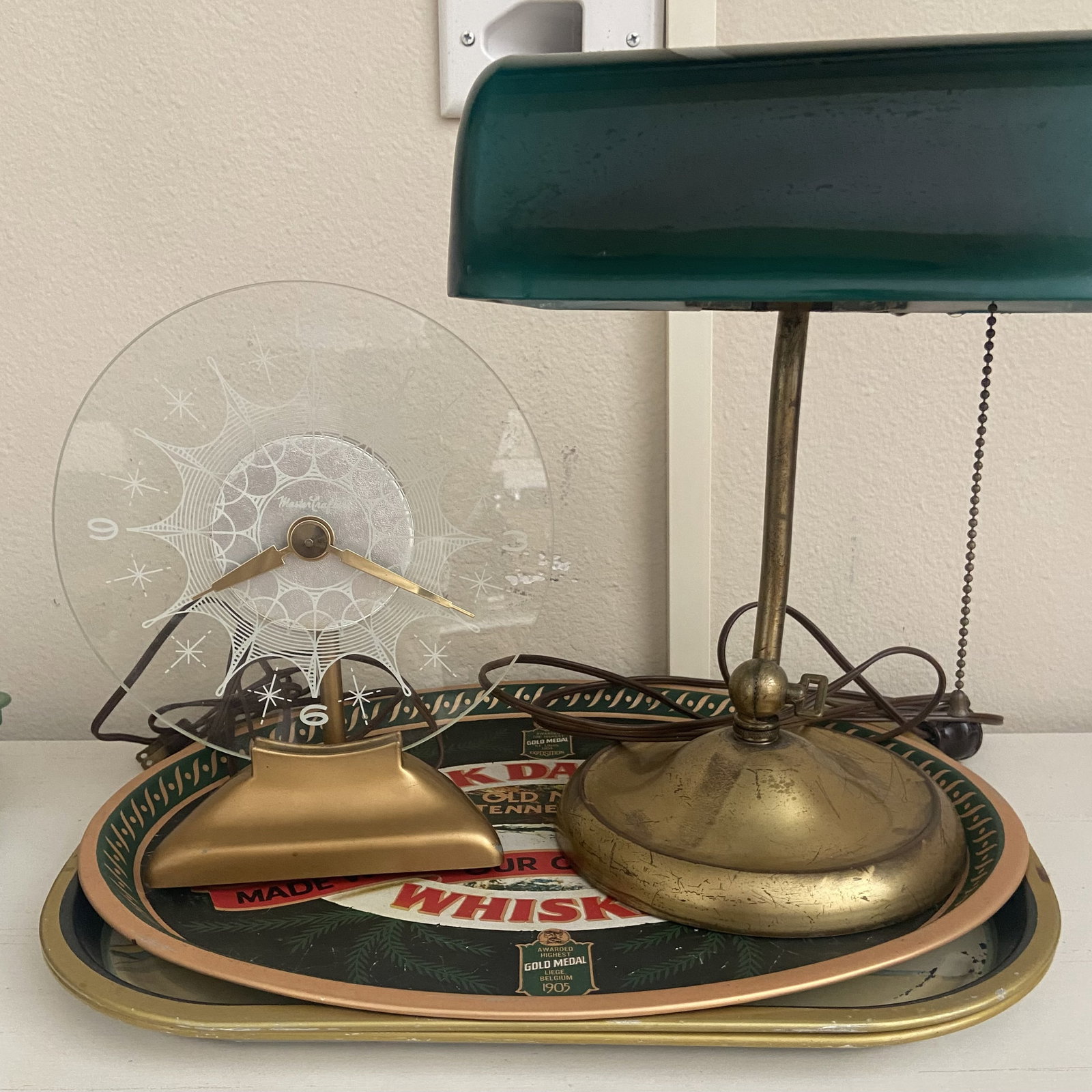 Mastercrafters Clock Lamp and Tray Lot (1 of 2)