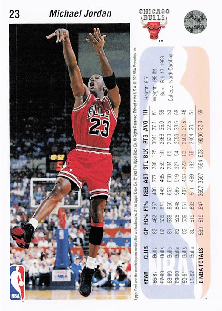 1992-93 Upper Deck Michael Jordan #23 basketball card - 2