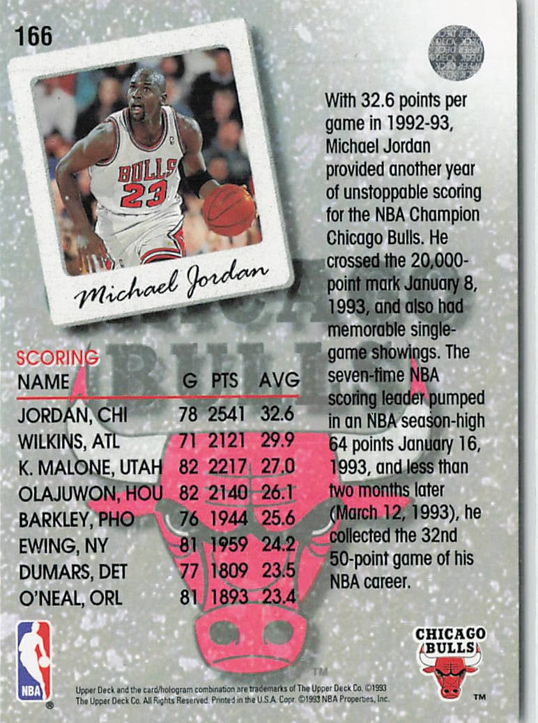 1993-94 Upper Deck "Season Leaders" Michael Jordan #166 basketball card - 2