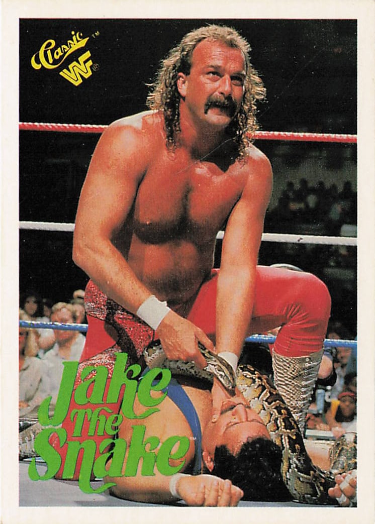 1990 Classic WWF Jake "The Snake" Roberts #12 trading card (1 of 2)