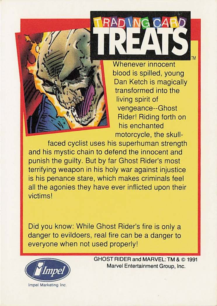 1991 Impel Marvel Trading Card featuring Ghost Rider - 2