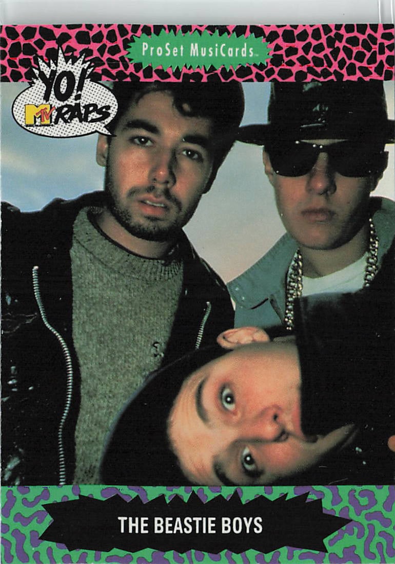1991 Pro Set Yo! MTV Raps The Beastie Boys #103: The 1991 Pro Set Yo! MTV Raps The Beastie Boys #103 is a vintage music trading card manufactured by Pro Set under its MusiCards brand, serving as the companion update piece to their earlier number #10