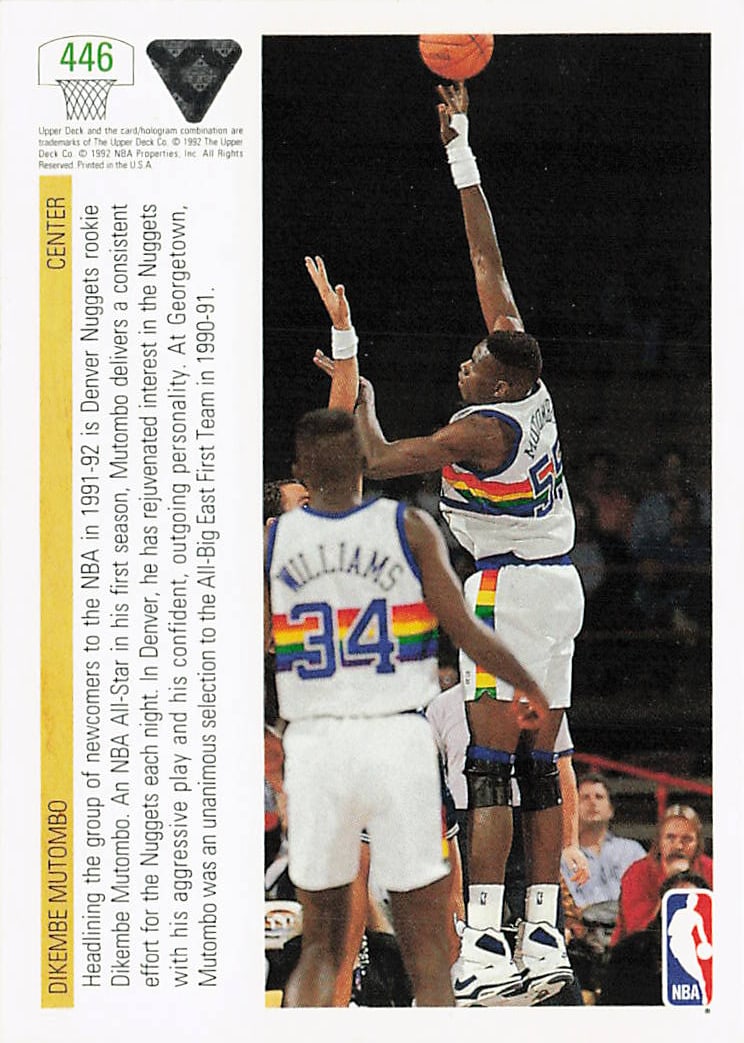 1991-92 Upper Deck Dikembe Mutombo #446 - 2