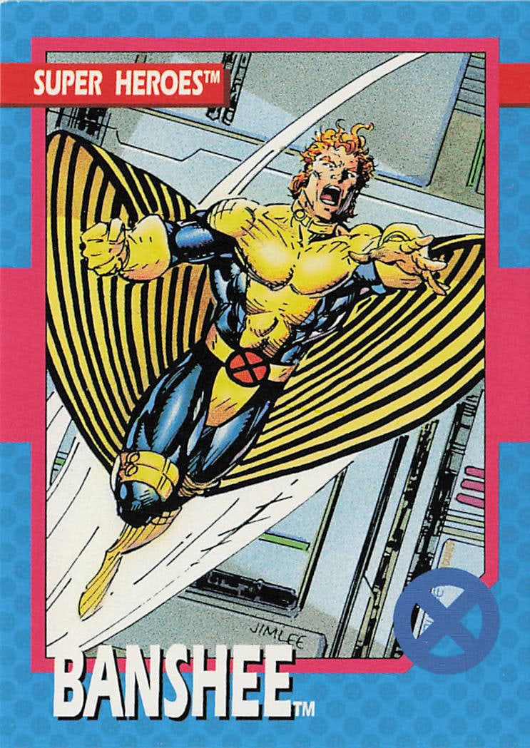 1992 Impel Marvel X-Men Series 1 "Super Heroes" Banshee #21 trading card (1 of 2)