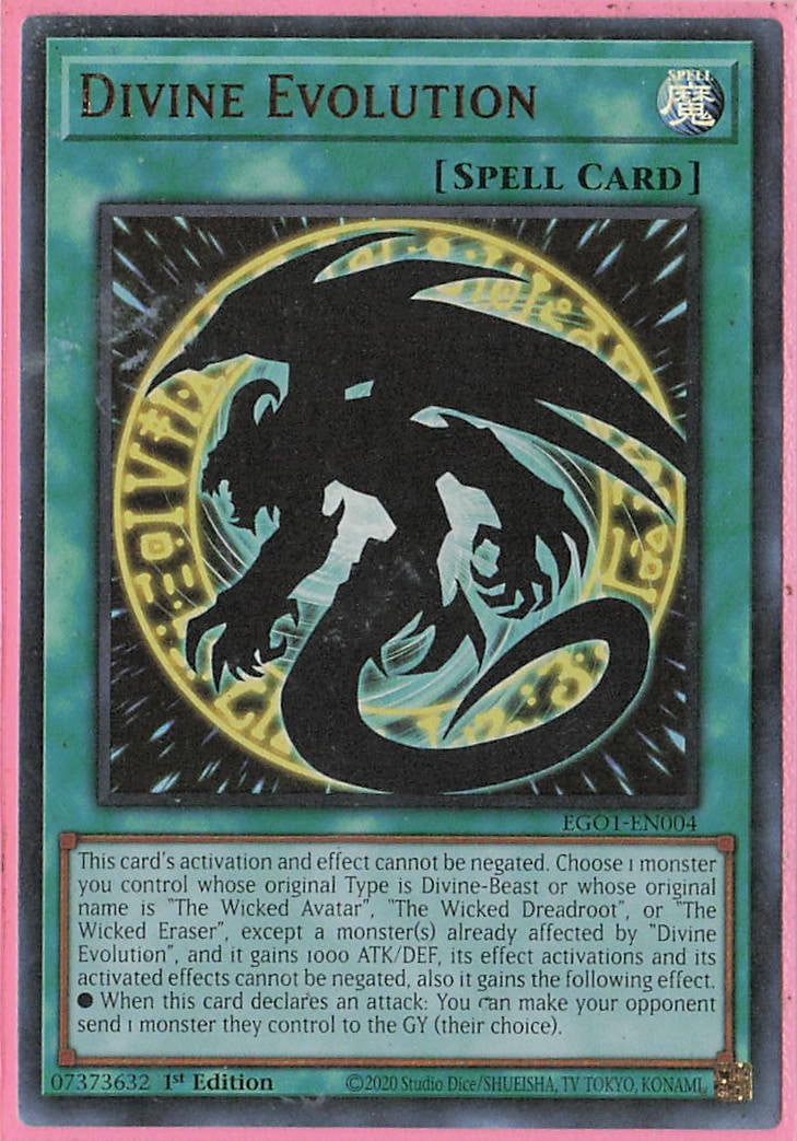 Yu-Gi-Oh! card "Divine Evolution" (EGO1-EN004) (1 of 2)