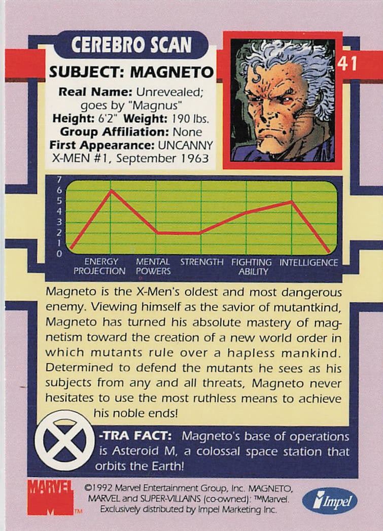 1992 Impel X-Men Series 1 Magneto #51 - 2