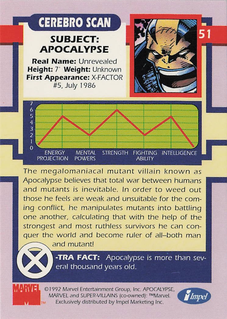 1992 Impel X-Men Series 1 Apocalypse #52 - 2