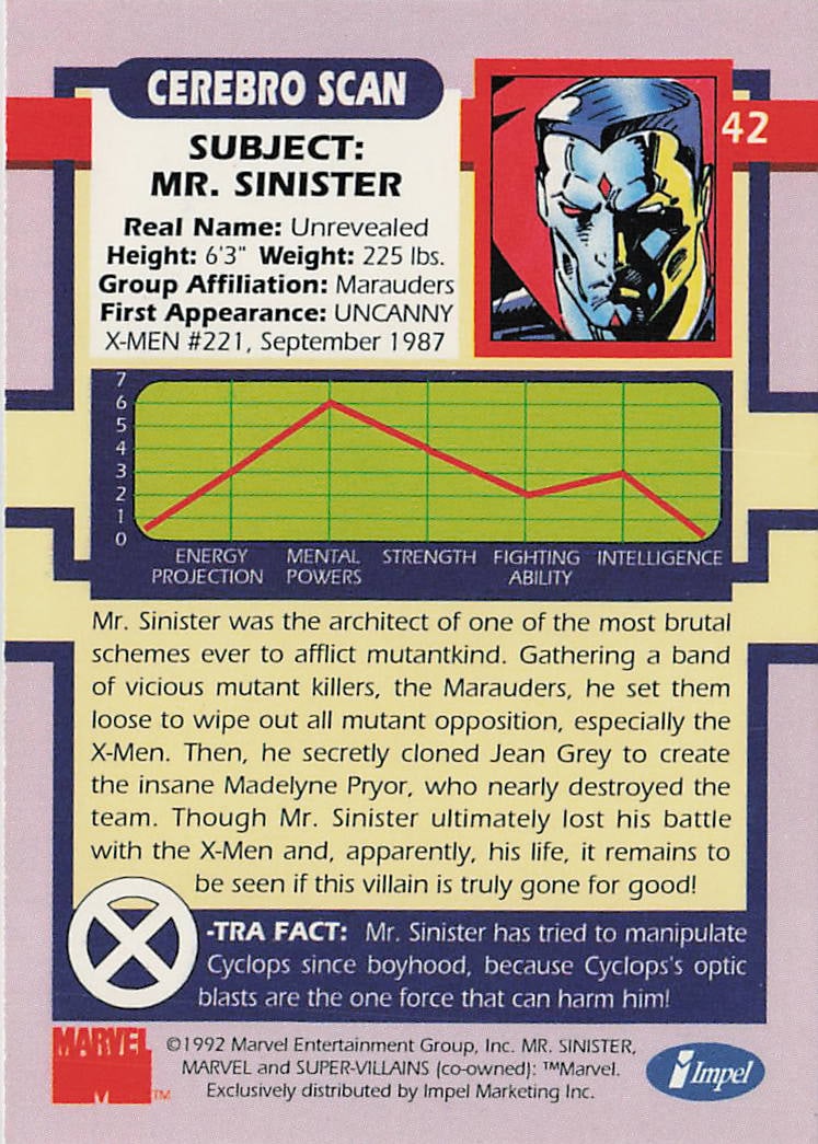 1992 Impel X-Men Series 1 Mr. Sinister #53 - 2