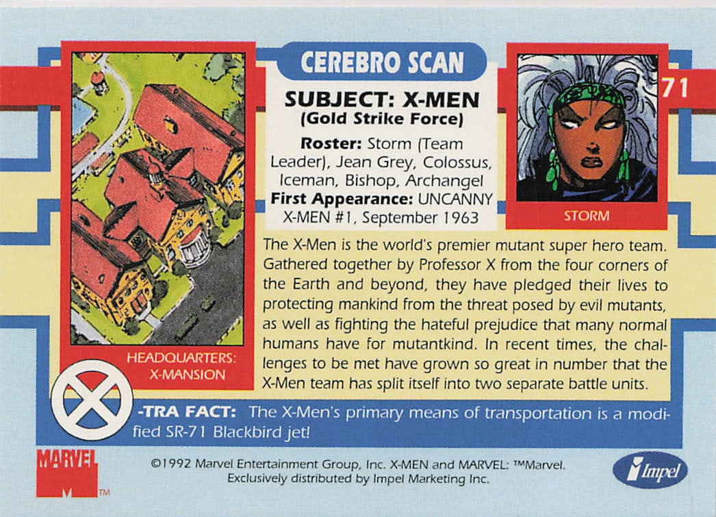 1992 Impel X-Men Series 1 X-Men Gold #75 - 2