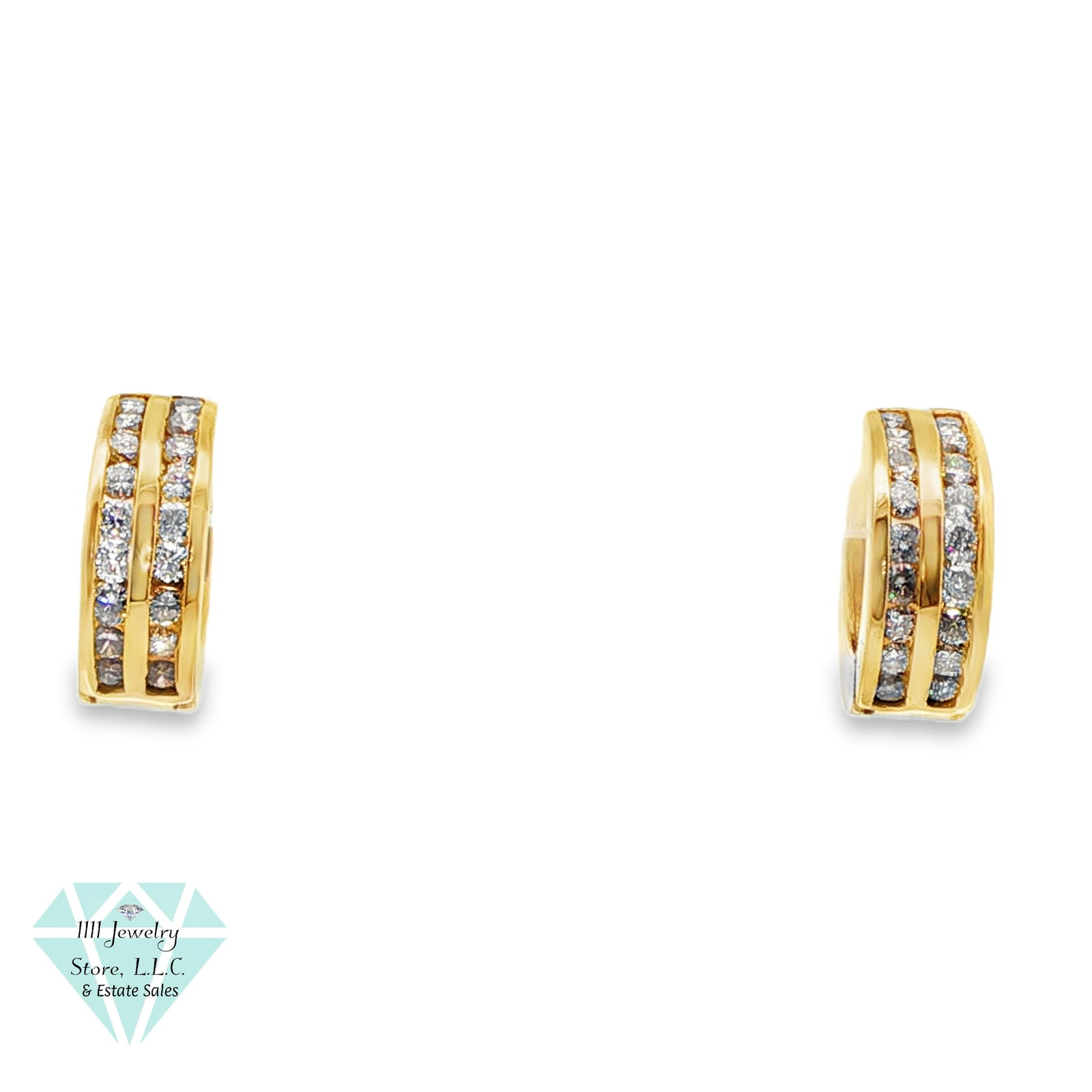 14K Yellow Gold .64 CTW Diamond Huggie Hoop Earrings: Title: 14K Yellow Gold .64 CTW Diamond Huggie Hoop Earrings Brand: Unbranded Jewelry Type: Earrings Material: 14K Gold, Diamonds Main Stone, Carat, Color, Clarity: (36) Round Cut Diamonds @ ~ 1.75m