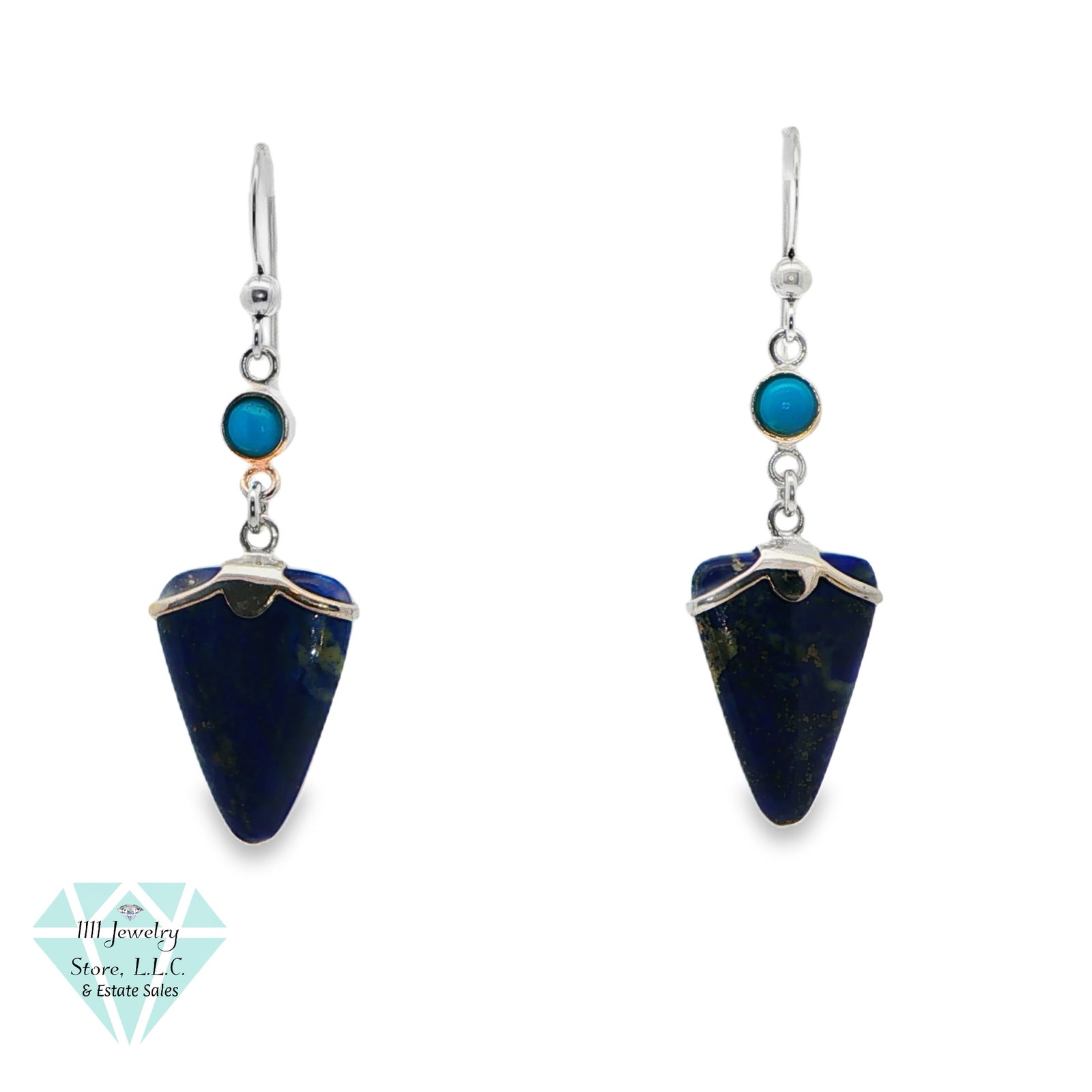 Jay King Signed DTR .925 Sterling Silver Lapis Lazuli & Turquoise Dangle Earrings: Title: Jay King Signed DTR .925 Sterling Silver Lapis Lazuli & Turquoise Dangle Earringss Brand: Jay King; Signed DTR Jewelry Type: Earrings Material: Sterling Silver .925, Lapis Lazuli, Turquoise Mai