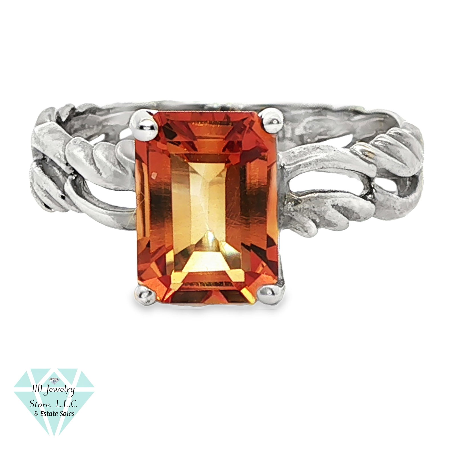 NWT Designer Signed IWI 10K White Gold 1.6 CT Solitaire Emerald Cut Madeira Citrine Ring; Sz 5.5: Title: NWT Designer Signed IWI 10K White Gold 1.6 CT Solitaire Emerald Cut Madeira Citrine Ring; Sz 5.5 Brand: Signed IWI Jewelry Type: Ring Material: 10K White Gold, Citrine Main Stone, Carat, Color,