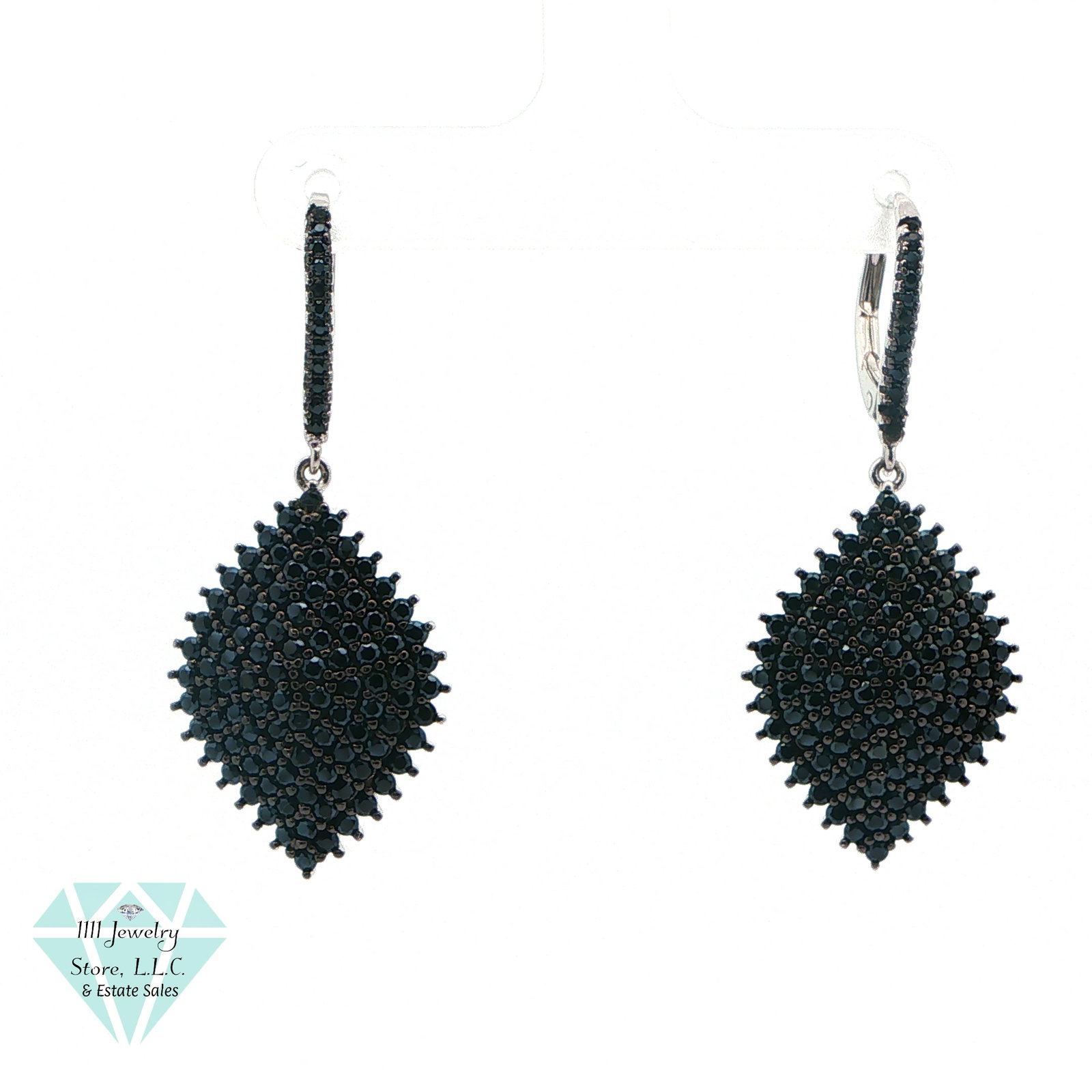 Fuzion .925 Sterling Silver Black Quartz Dangle Earrings: Title: Fuzion .925 Sterling Silver PAVE 1.8 CTW Black Quartz Dangle Earrings Brand: Fuzion Jewelry Type: Earrings Material: Sterling .925, Black Quartz Main Stone, Carat, Color, Clarity: (226) R