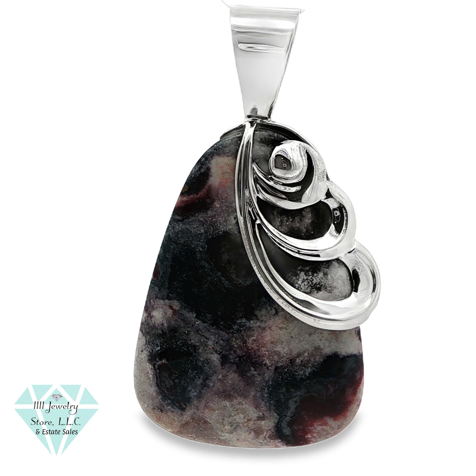 Designer Jay King Signed DTR .925 Sterling Jasper Pendant; Large: Title: Designer Jay King Signed DTR .925 Sterling Jasper Pendant; Large Brand: Jay King; Signed DTR Jewelry Type: Pendant Material: Sterling .925, Jasper Main Stone, Carat, Color, Clarity: Jasper 45