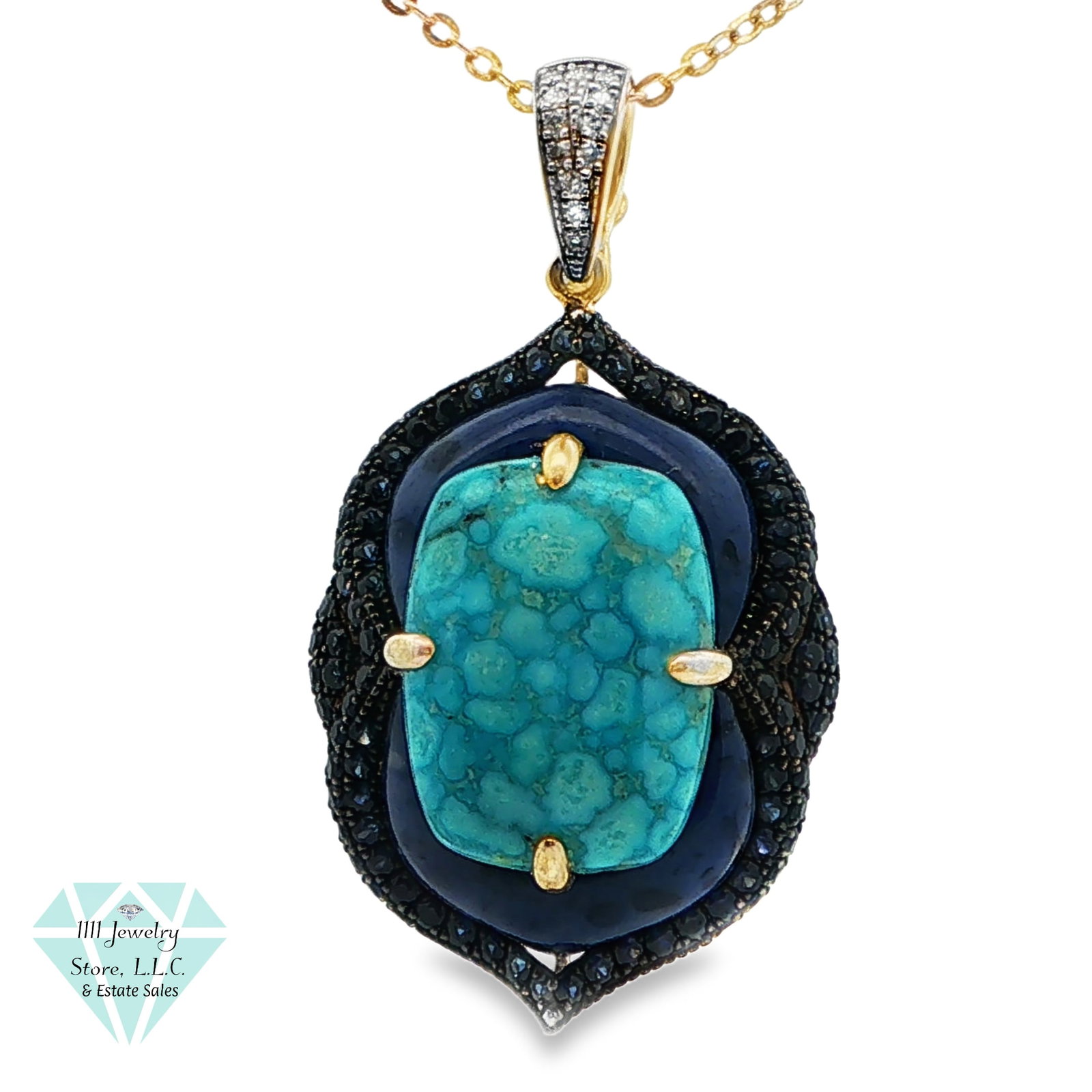 Designer Signed FP .925 Sterling Silver Turquoise, Diamond, Topaz, Lapis Pendant 17.5" Necklace: Title: Designer Signed FP .925 Sterling Silver Turquoise, Diamond, Topaz, Lapis Pendant 17.5" Necklace Brand: Signed FP Jewelry Type:Necklace Pendant Material:Sterling .925, Turquoise, Diamonds, Topaz