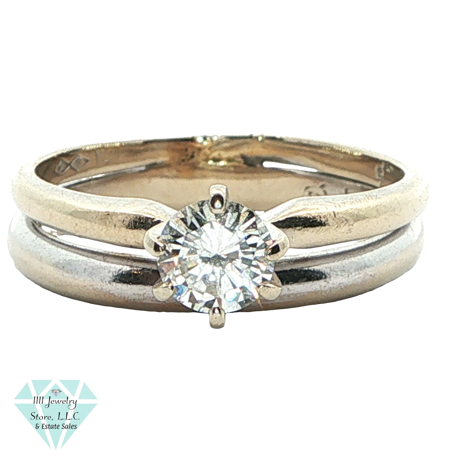 Karlan & Bleicher 14K White Gold .44 CT Solitaire Diamond Ring & Wedding Band; Soldered together: Title: Karlan & Bleicher 14K White Gold .44 CT Solitaire Diamond Ring & Wedding Band; Soldered together Brand: Karlan & Bleicher Jewelry Type: Ring Material: 14K White Gold, Diamond Main Stone, Carat,