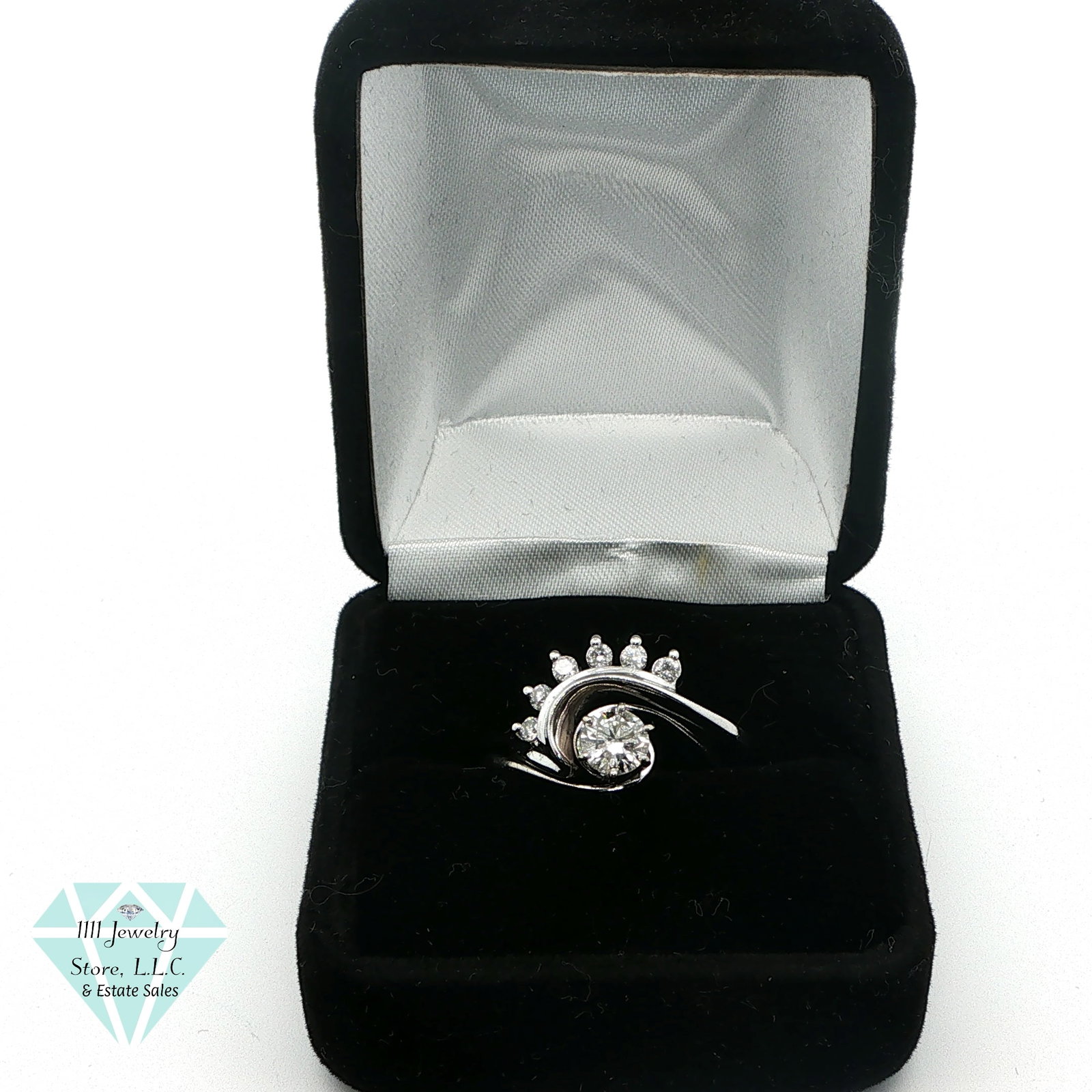 Designer Signed CRI 14K White Gold .90 CTW Solitaire Diamond Engagement Ring Wedding Enhancer Band;: Title: Designer Signed CRI 14K White Gold .90 CTW Solitaire Diamond Engagement Ring Wedding Enhancer Band; 2 Piece Brand: Signed CRI Jewelry Type: Ring Material: 14 KT Gold, Diamonds Main Stone, Carat