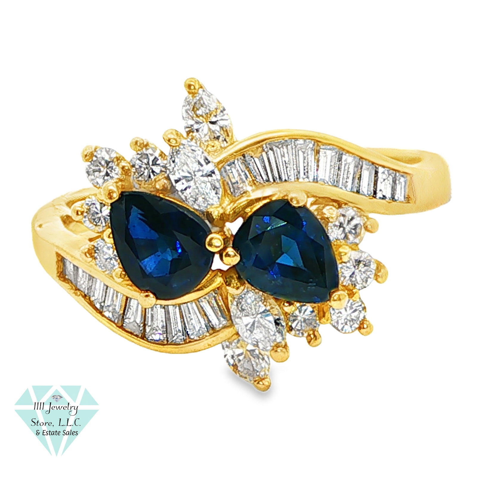 18K Yellow Gold 1.35 CTW Diamond & .85 CTW Natural Sapphire Ring; Sz 7: Title: 18K Yellow Gold 1.35 CTW Diamond & .85 CTW Natural Sapphire Ring; Sz 7 Brand: Hallmark Unknown Jewelry Type: Ring Material: 18K Gold, Diamonds, Sapphires Main Stone, Carat, Color, Clarity: (2)