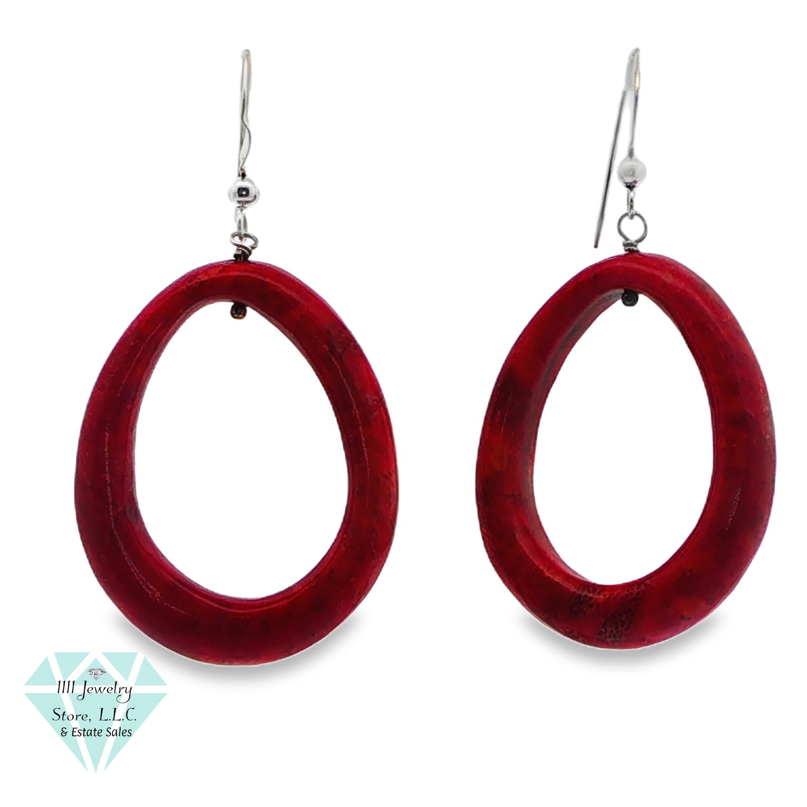Designer Jay King DTR .925 Sterling Silver Coral Hoop Earrings: Title: Designer Jay King DTR .925 Sterling Silver Coral Hoop Earrings Brand: Jay King; Signed DTR Jewelry Type: Earrings Material: Sterling Silver .925, Coral Main Stone, Carat, Color, Clarity: Cora