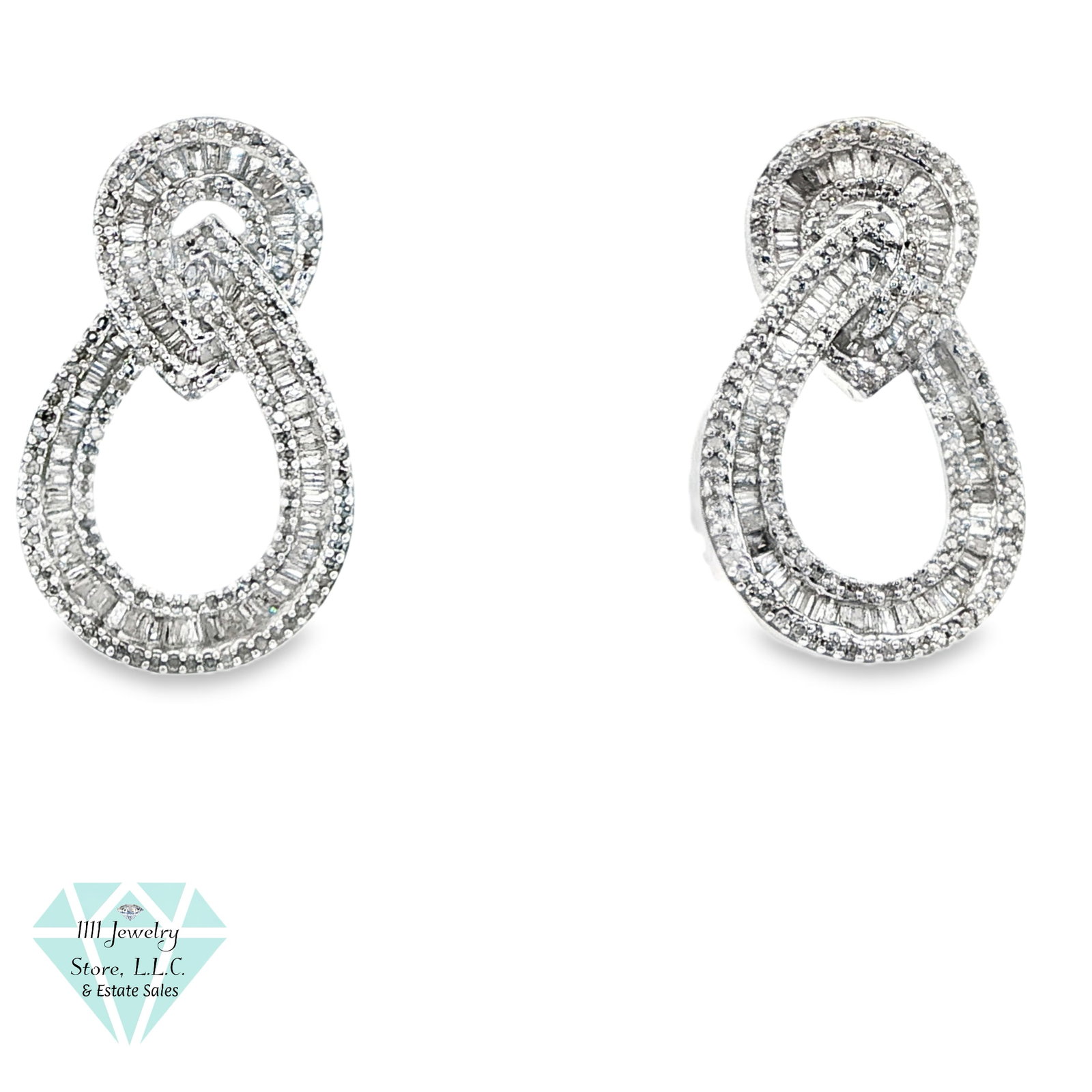 .925 Sterling Silver 4.77 CTW Diamonds Drop Earrings (1 of 6)