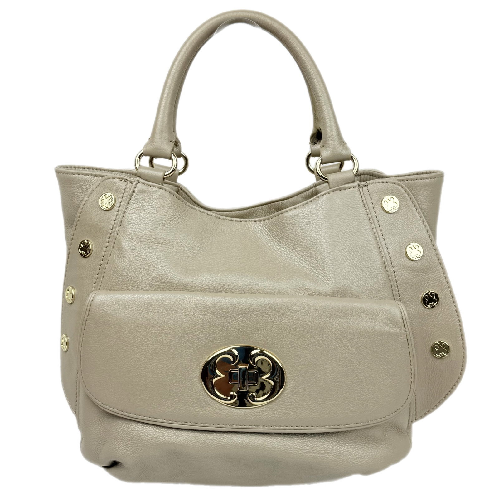 Emma Fox Lily Taupe Pebbled Leather Fold-Over Convertible Satchel Shoulder Bag (1 of 13)