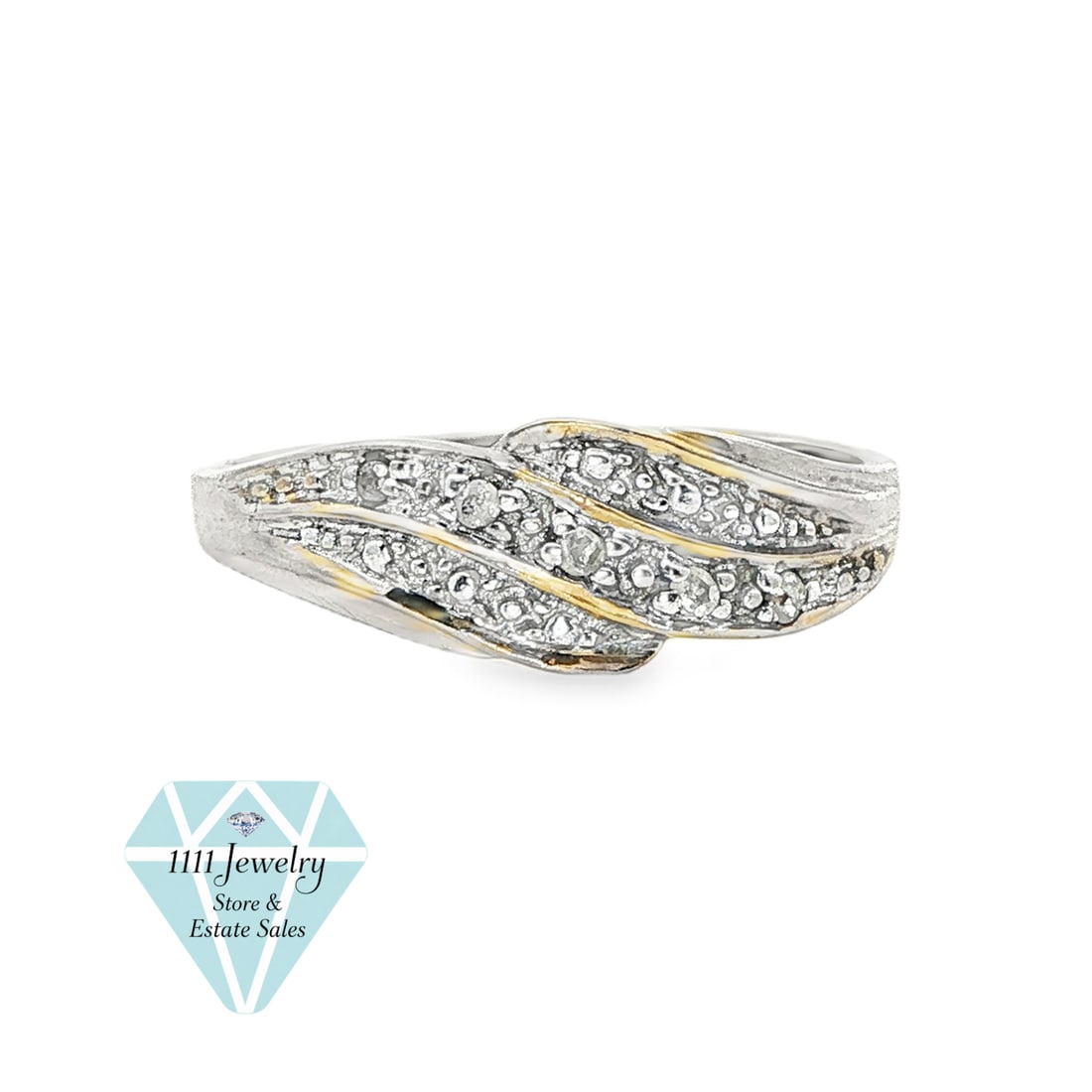 IL 10K Plumb Yellow Gold 0.05 CTW Diamond Wave Band Ring (1 of 6)