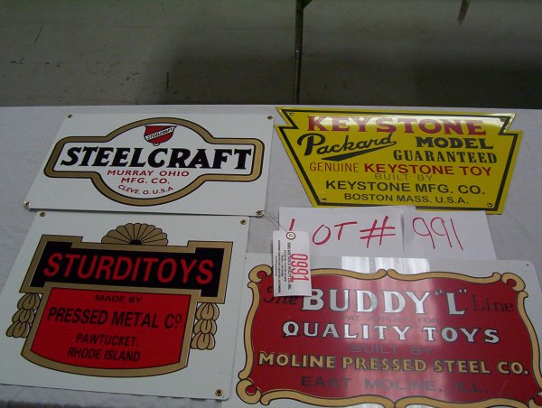 4 TOY SIGNS 10" X 17" & 14" X 13" & 10" X 16": 4 TOY SIGNS 10" X 17" & 14" X 13" & 10" X 16"