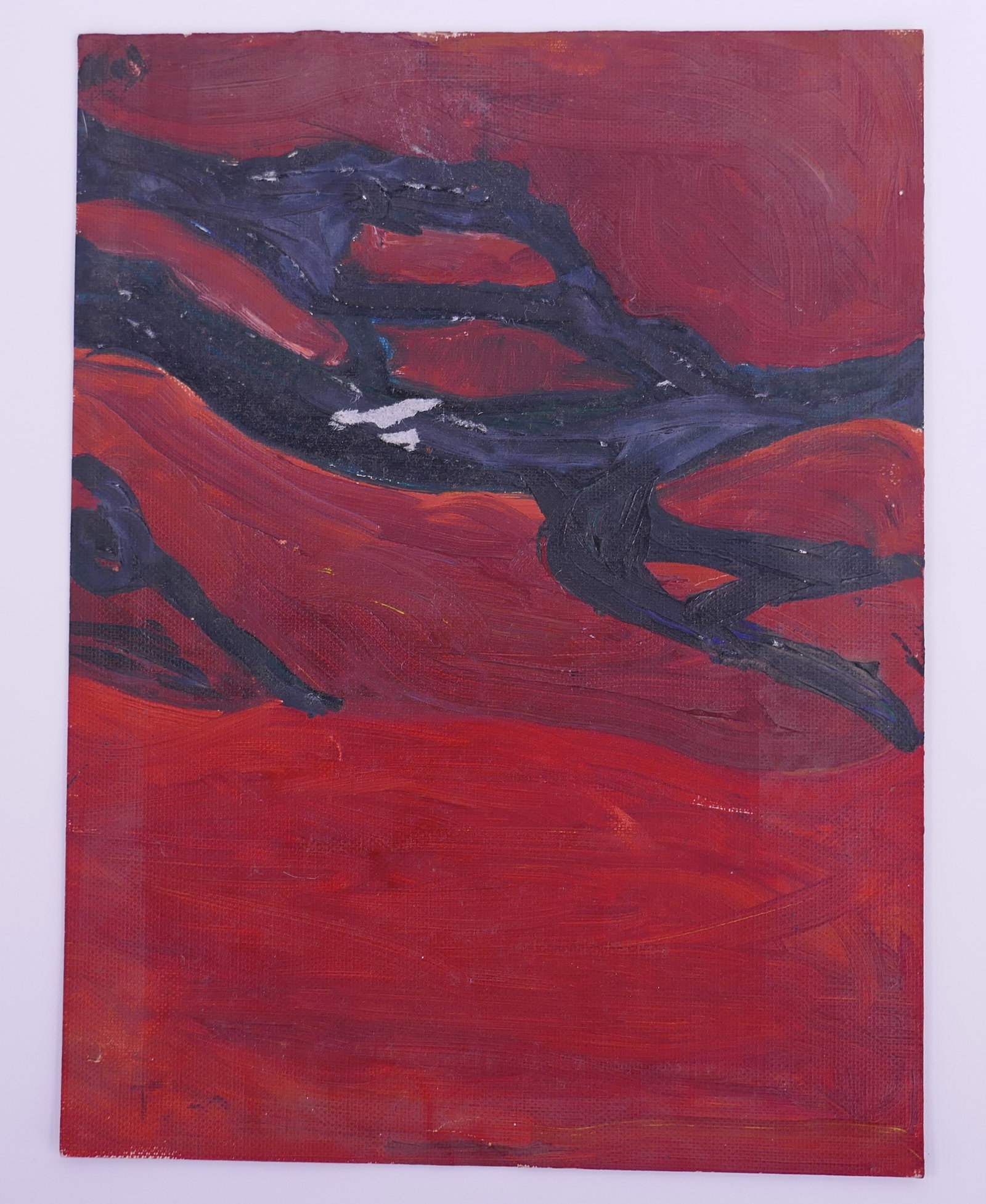 Artist Unidentified, Abstract Red and Black Painting on Canvas (1 of 20)