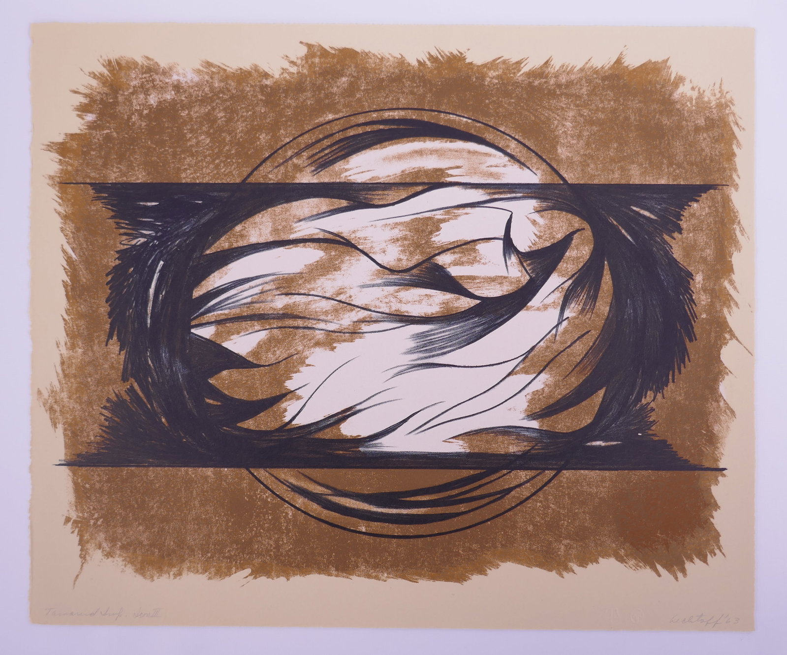 Sonia Gechtoff (American, 1926–2018), Icon III from 6 Icons, 1963 Tamarind Color Lithograph: Sonia Gechtoff (American, 1926–2018) was a painter and printmaker associated with Bay Area Abstract Expressionism before relocating to New York in 1958. Gechtoff built her abstractions through force