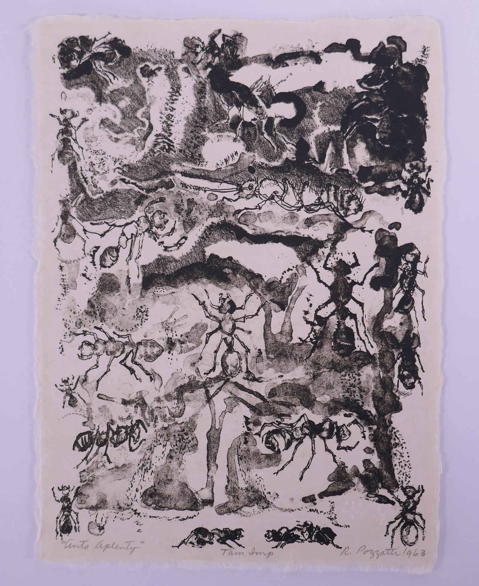 Rudy Pozzatti (American, 1925–2021), Ants Aplenty From Bugs, 1963 Lithograph: Rudy Pozzatti (American, 1925–2021) was a painter, printmaker, and educator who developed Indiana University’s printmaking program into one of the leading programs in the United States. His prints