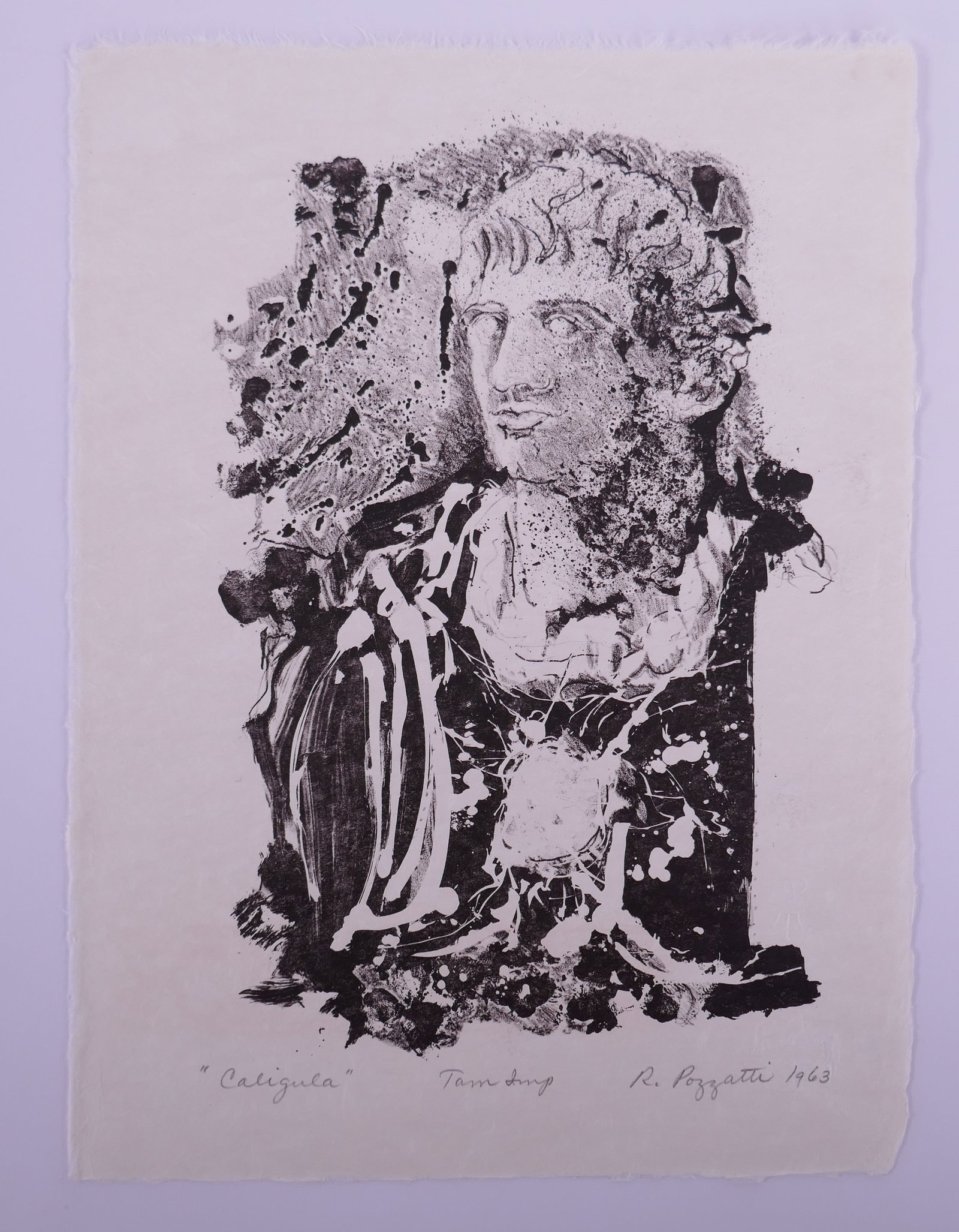 Rudy Pozzatti (American, 1925–2021), Caligula, Plate VII from XII Romans, 1963 Lithograph: Rudy Pozzatti (American, 1925–2021) was a painter, printmaker, and educator who developed Indiana University’s printmaking program into one of the leading programs in the United States. His prints