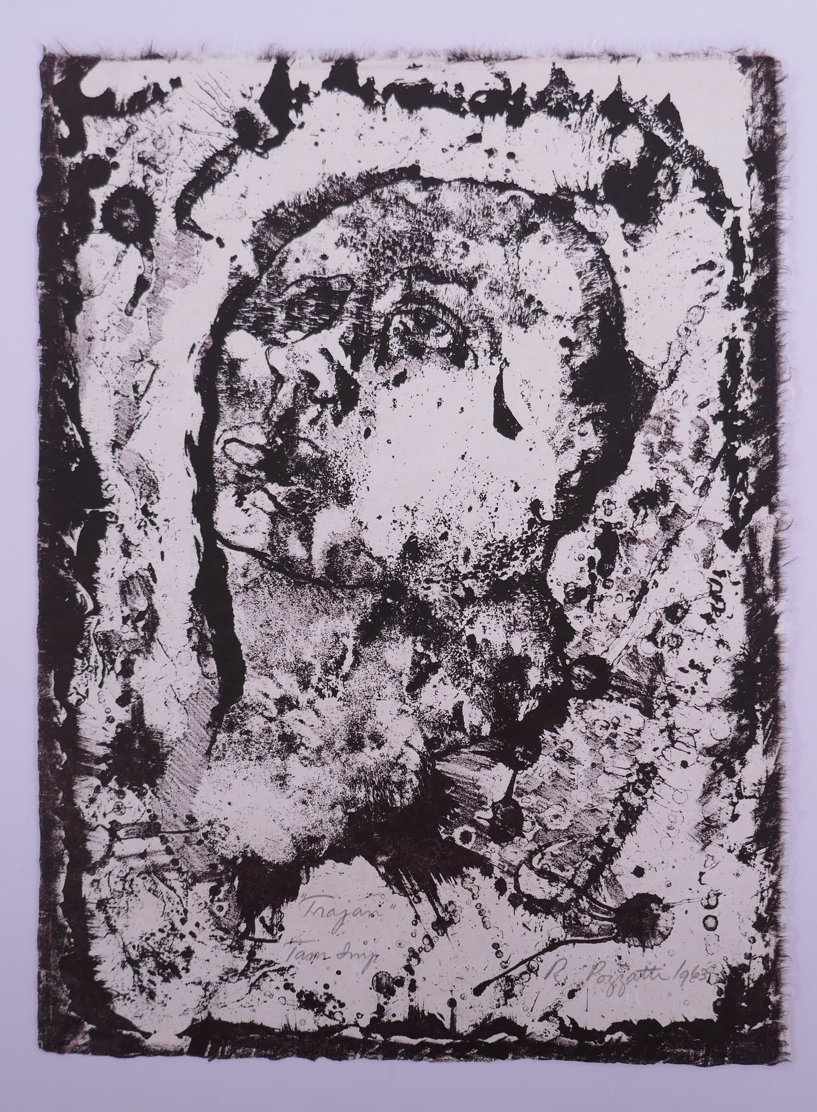 Rudy Pozzatti (American, 1925–2021), Trajan, Plate XI from XII Romans, 1963 Lithograph: Rudy Pozzatti (American, 1925–2021) was a painter, printmaker, and educator who developed Indiana University’s printmaking program into one of the leading programs in the United States. His prints