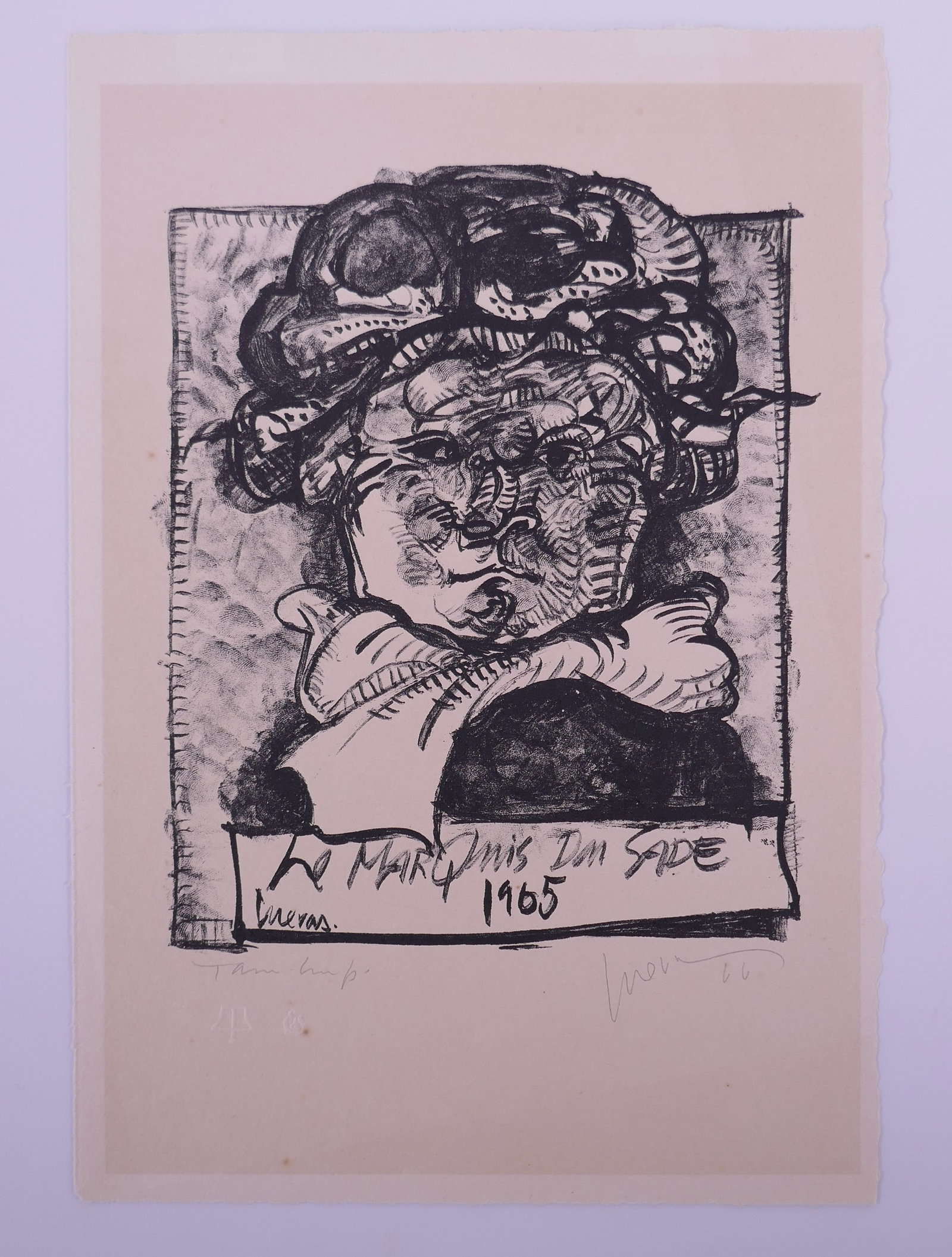 José Luis Cuevas, The Marquis de Sade, Tamarind Lithograph, 1966: José Luis Cuevas (Mexican, 1934–2017) was a major postwar draftsman and printmaker who emerged as a leading voice among younger Mexican artists challenging the dominance of state-supported muralism