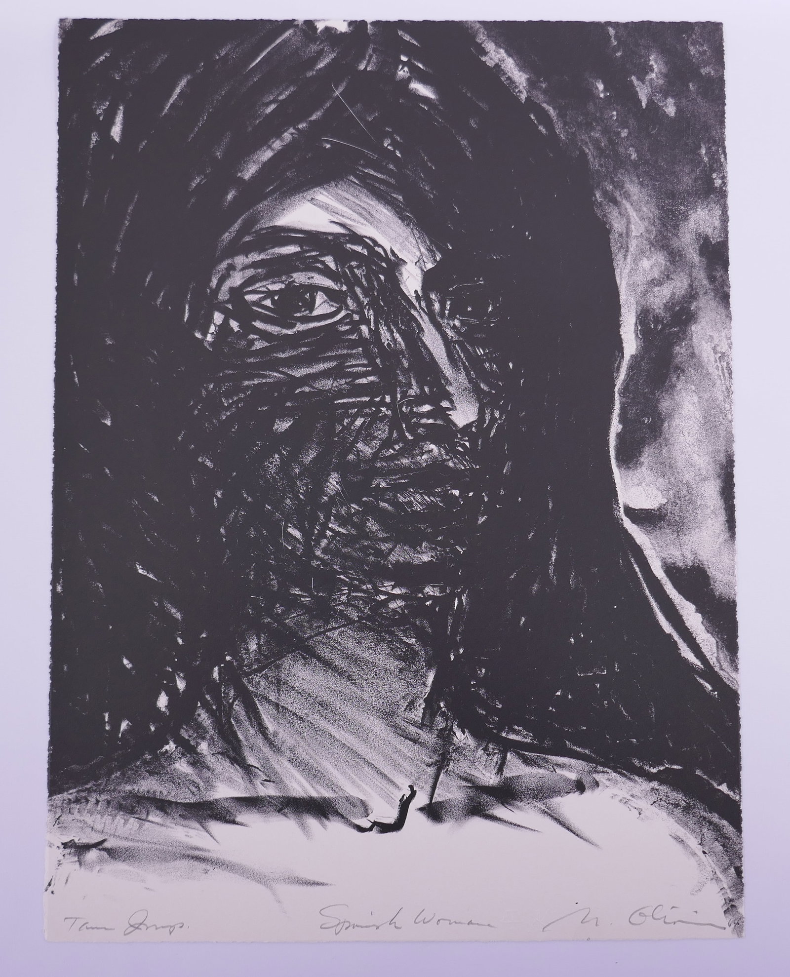 Nathan Oliveira (American, 1928–2010), Spanish Woman, 1964 Lithograph: Nathan Oliveira (American, 1928–2010) was an American painter and printmaker closely associated with the Bay Area Figurative Movement, which reintroduced the human figure into the painterly language