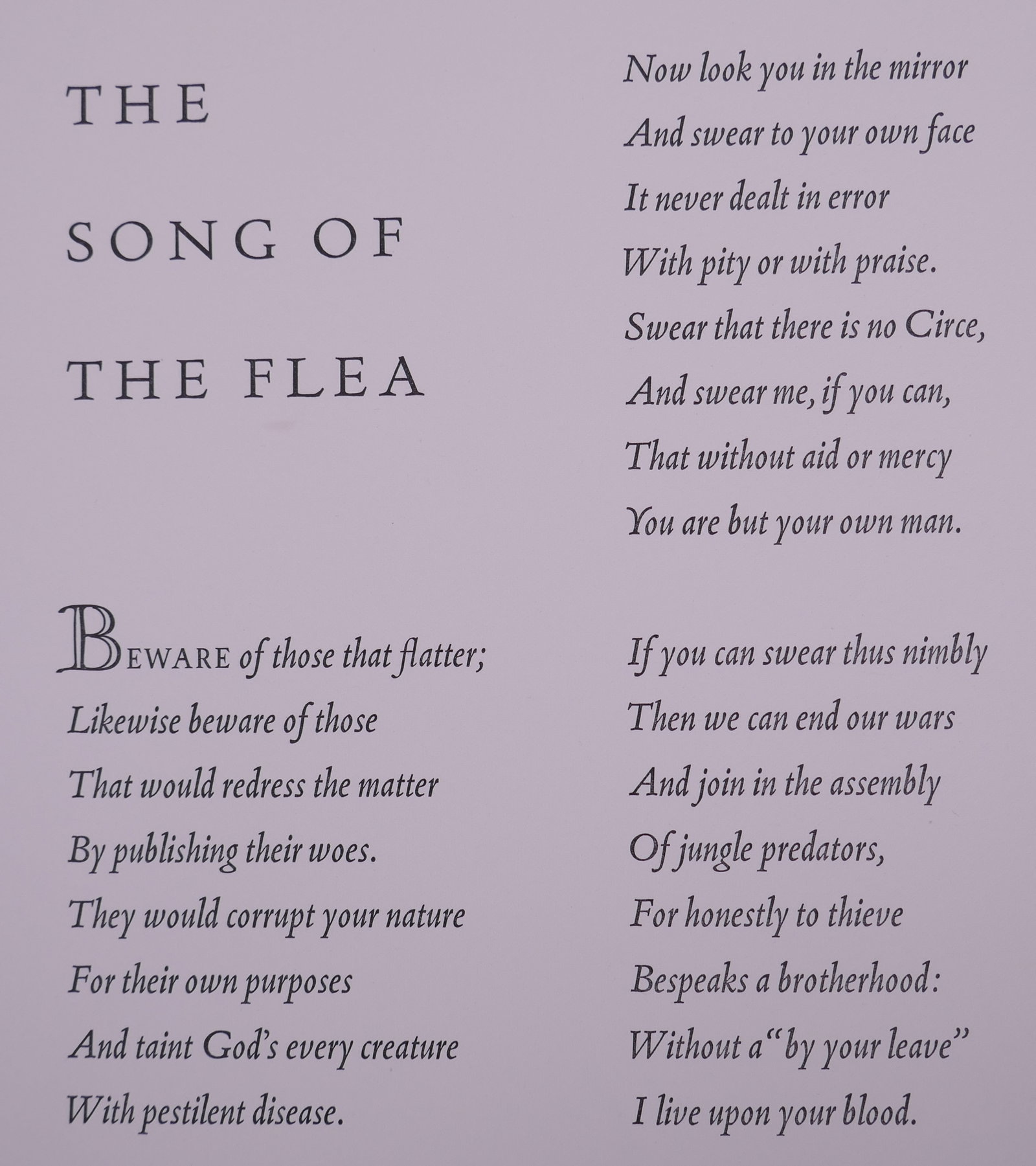 Aubrey Schwartz, The Song of the Flea from A Bestiary, with Poem by Anthony Hecht, 1962 (1 of 3)