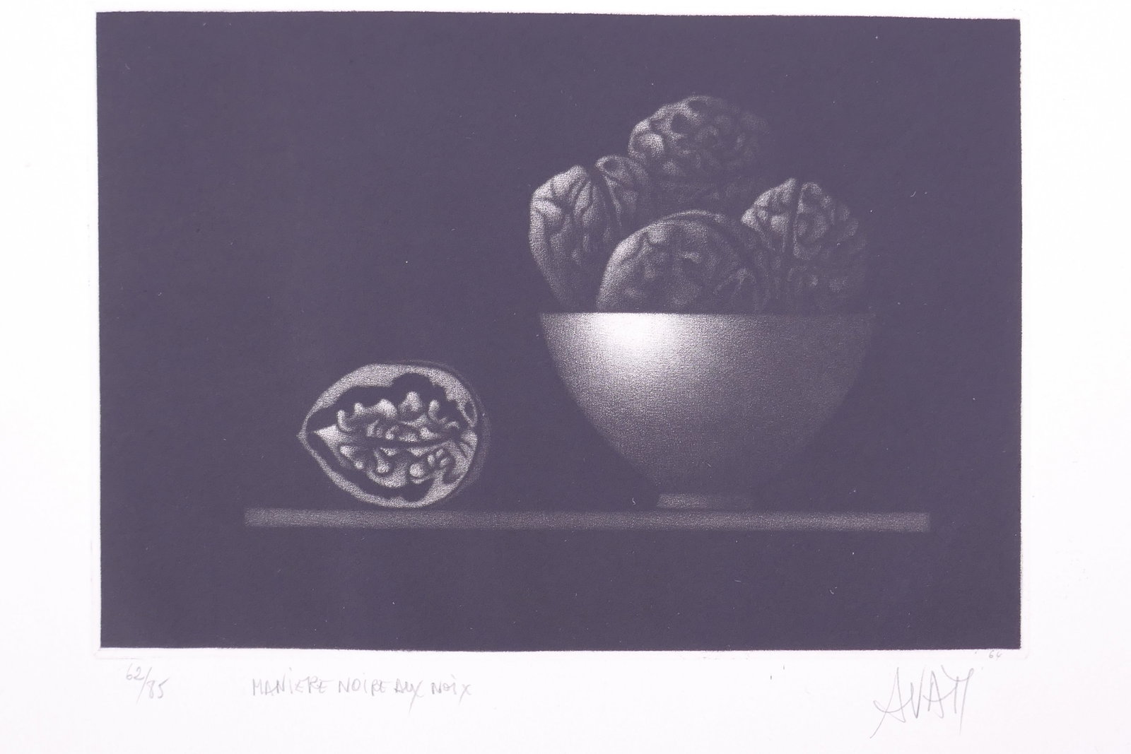 Mario Avati (French, 1921–2009), Manière noire aux noix, 1964 Mezzotint: Mario Avati (French, born Monaco, 1921–2009) was a painter and printmaker active in Paris and best known for his mastery of mezzotint, a demanding intaglio process highlighting shape and light. Avat