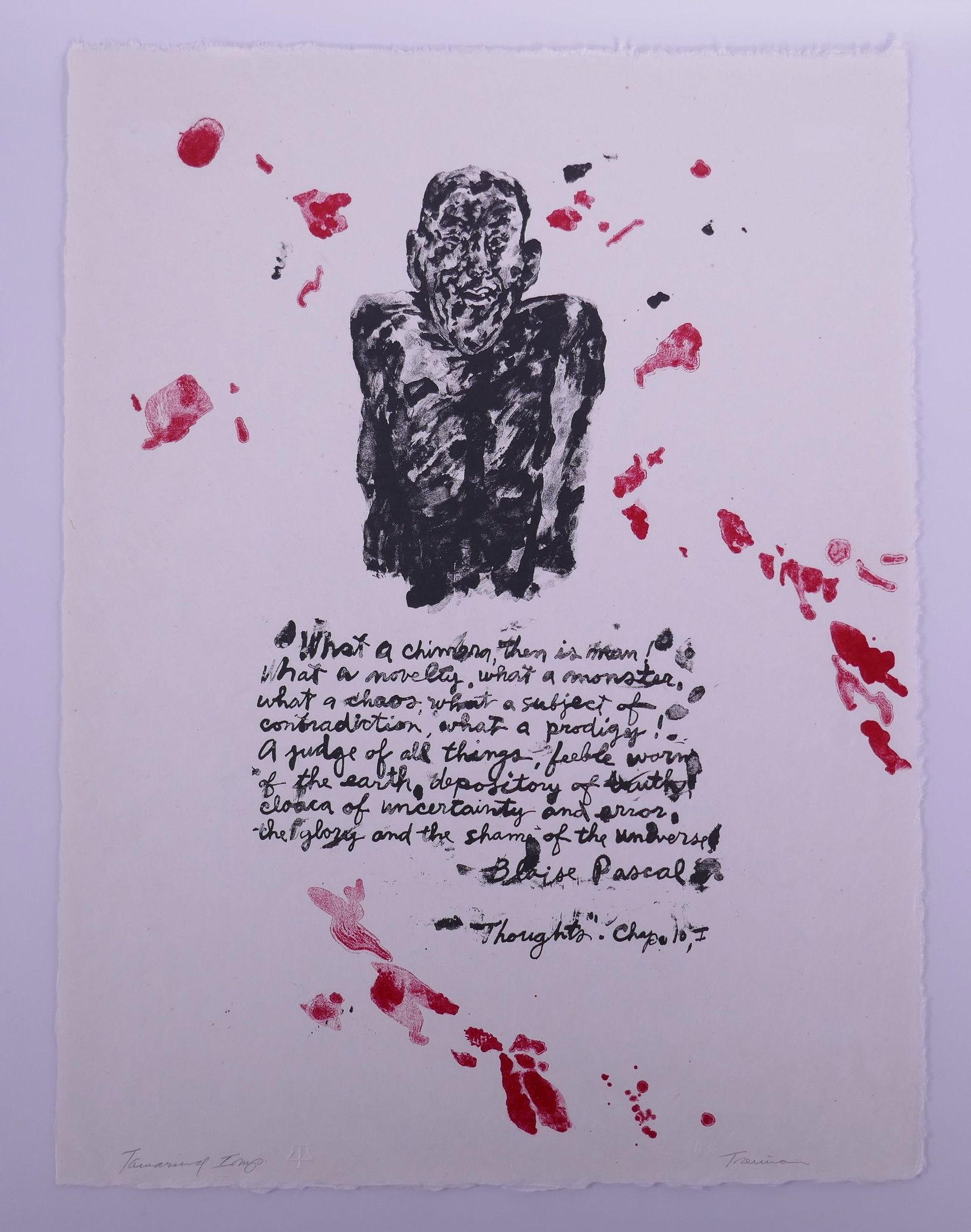 Joyce Treiman (American, 1922–1991), Quotation Page Plate II from The Mirrored Couple, 1961: Joyce Treiman (American, 1922–1991) was an American painter and printmaker known for an independent form of figurative expressionism that combined close observation of the human figure with the imme
